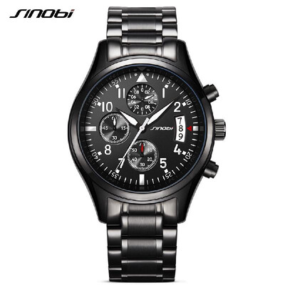

SINOBI Fashion Casual Quartz Watch 3ATM Water-resistant Men Watches Luminous Wristwatch Male Relogio Musculino Timer Calendar