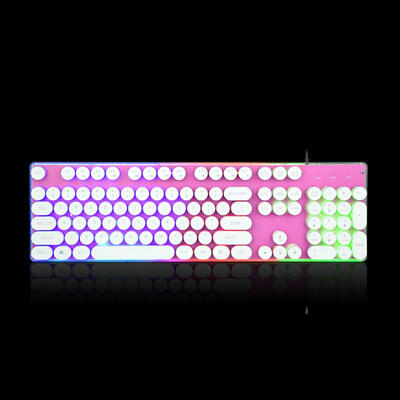 

Punk Imitation Of Mechanical Feel Gaming Keyboard Rainbow Luminous Retro Game Computer USB Cable Keyboard