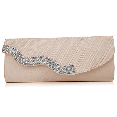 

Diamond Evening Bag Satin surface with Fold