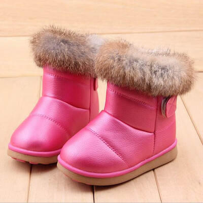 

Winter Fashion child girls snow boots shoes warm plush soft bottom baby girls boots leather winter snow boot for baby