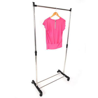 

Rolling Clothes Garment Rack Single-Bar Hanging Clothing Hanger
