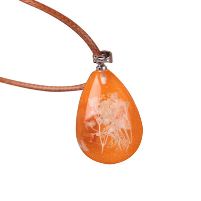

Glow in The Dark Dried Flower Teardrop Pendant Necklace Women Xmas Gift Jewelry