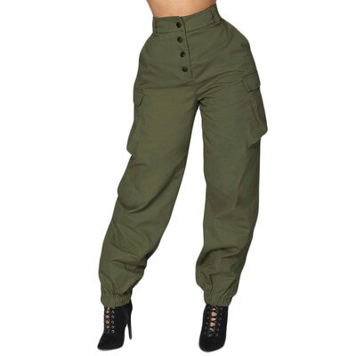 

Tailored Women High Waist Harem Pants Elastic Waist Stripe Casual Pants