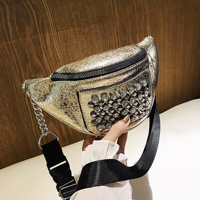 

Tailored Fashion Women Pure Color Bright Drill Messenger Shoulder Bag Chest Bag