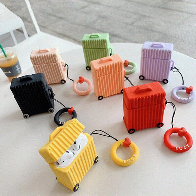 

Silicone Headphones Case For AirPods TWS Earphones Protective Cover For Apple Airpods 2 with Finger Ring Strap