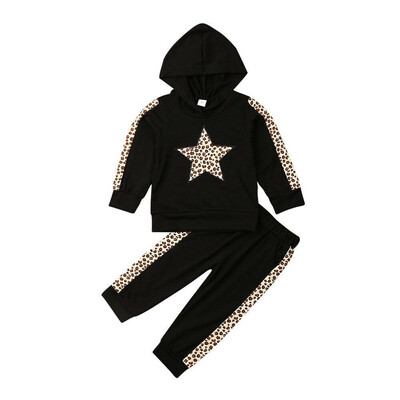 

Casual Toddler Infant Baby Girl Hood Top Sweater Pants Leopard Outfit Clothes