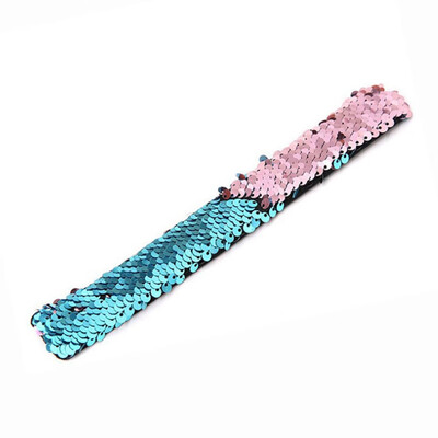 

New Fashion 20 Colors Mermaid Slap Bracelets Two-color Reversible Charm Sequins Flip Wristbands Gifts