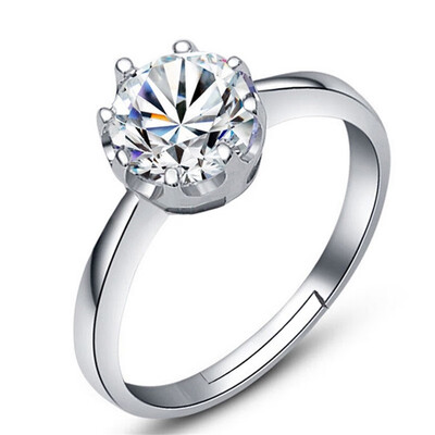 

Adjustable Size 925 Silver Finger Rings For Women Cubic Zirconia Engagement Wedding Crown Ring Anniversary Gift D55