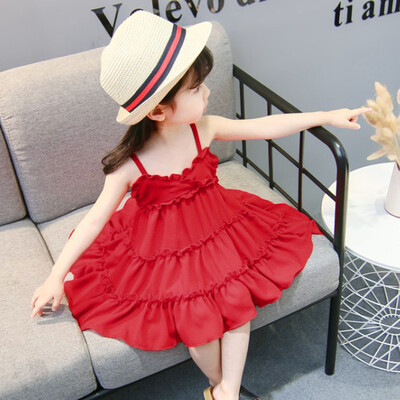 

Toddler Baby Kids Girls Solid Ruffles Ruched Slip Dress Casual Clothes