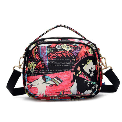 

Womens Summer Printed Handbag Leisure Oxford Slant Bag Fashion Nylon Single Shoulder Handbag