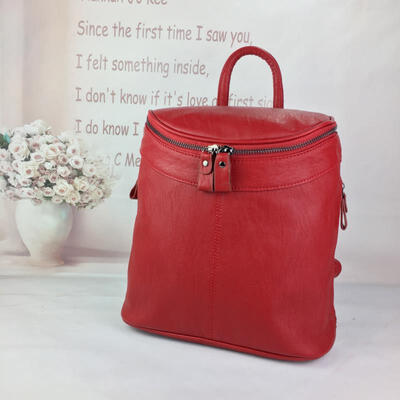 

Woman PU Zipper Solid Bucket Backpack