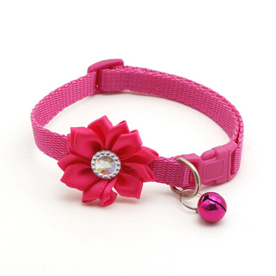 

New Fashion Adjustable Pet Bell Pendant With Flowers Pet Dog Collar Pet Decor Accessories