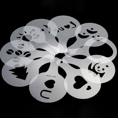 

Hot 16pcs Plastic Fancy Coffee Printing Model Cafe Foam Spray Template Barista Stencils Decoration Tool Cake Sugar Sieve Tools