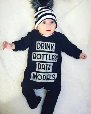 

Newborn Infant Baby Boy Girl Long Sleevel Letter Romper Jumpsuit Outfits Clothes
