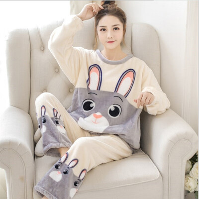 

Womens Warm Printed Tops Loose Pants Pajama Sleepwear Nightwear Loungewear Set