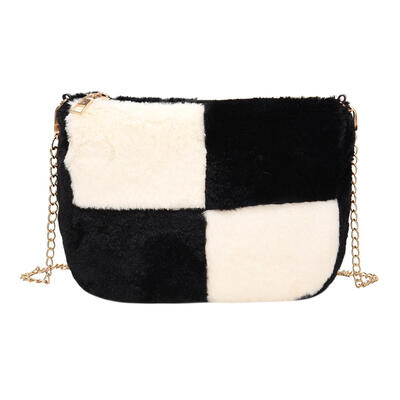 

Fashion Women Splicing Color Chain Phone Bag Plush Shoulder Messenger Bags
