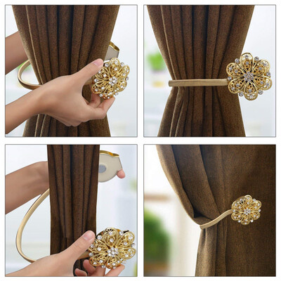 

Siaonvr Crystal Flower Curtain Magnetic Buckle Tieback Hold Back Home Curtain Back Clip