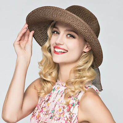 

Wide Large Brim Straw Cap Summer Beach Women Lady Travel Floppy Sun Hat Foldable
