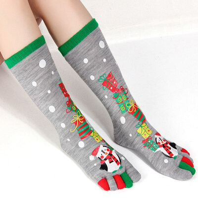 

Christmas Unisex Print Multicolor Toe Socks Five Finger Socks Funny Socks Gift