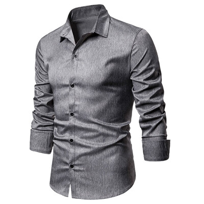 

Tailored Mens Button Slim Fit Turn-Down Collar Long Sleeve Top Blouse Shirt