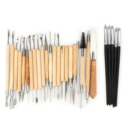 

Greensen 27pcs Wooden Handle Ceramic Art Carving Clay Sculpting Hand Making Modeling Pottery Tool Kit