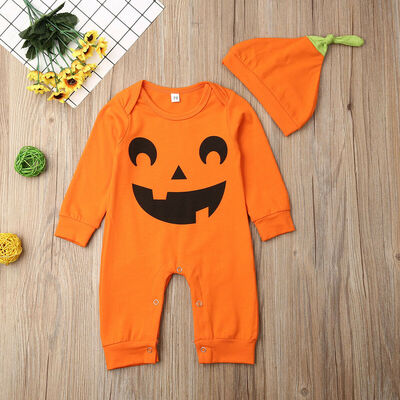 

Newborn Baby Girl Boy Halloween Clothes Romper Jumpsuit Bodysuit Hat Outfit