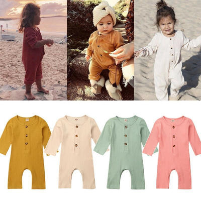 

100 Cotton Clothes for Newborn Baby Boy Girl Long Sleeve Rompers Jumpsuit Solid Color Bodysuit Clothing 1Pcs Outfits 0-18M