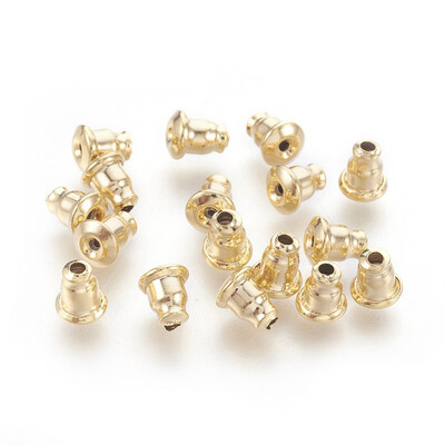 

304 Stainless Steel Earring Ear Nuts Golden 6x5mm Hole 1mm