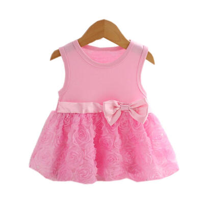 

Kids Baby Girls Dresses Flower Red Pink Sleeveless Party Vestisos 0-5T
