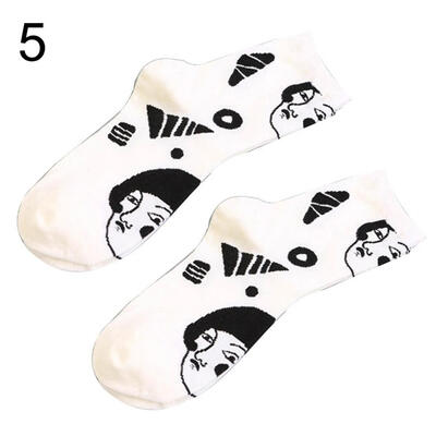 

Spring Autumn Funny Human Face Print Women Breathable Cotton Stretch Crew Socks