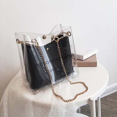 

Summer chain one shoulder big bag female 2019 new Korean version of wild jelly crossbody bag fashion transparent mother bag