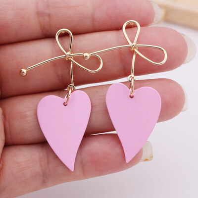 

EK537 New Fashion Metal Painted Waterdrop Heart Pendant Earrings for Women Handmade Sweet Wedding Jewelry Christmas Gift