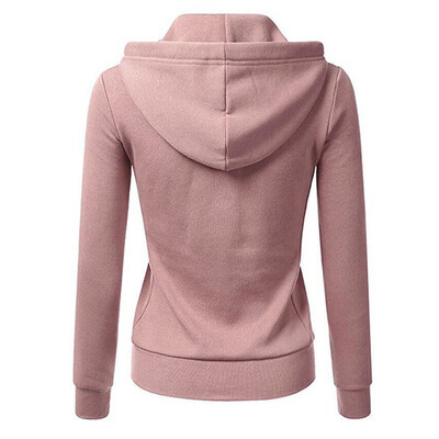 

Toponeto Women Long Sleeve Patchwork Solid Color Hooded Zipper Casual Sport Coat