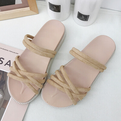 

Roman Sandals Fairy Wind Summer Students wear sandals outside the thick sole of flat-soled beach shoes