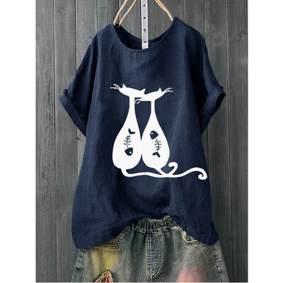 

Womens Short Sleeve Loose T-Shirt Fashion Summer Casual Cotton Shirt T-Shirt