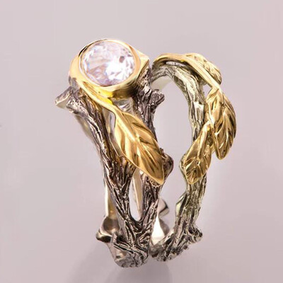 

Fashion Gold Color Leaf Zircon Rings