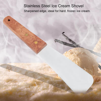 

Greensen Stainless Steel Ice Cream Shovel with Wooden Handle Dessert Spade Butter Cutter Kitchen Utensil