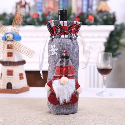 

Toponeto New Merry Christmas Santa Wine Bottle Bag Cover Xmas Dinner Party Tables Decor