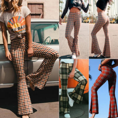 

Sexy Women Stretch Flare Wide Leg Pants Boho Palazzo Bell Bottom Casual Trouser