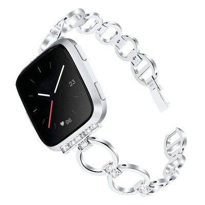 

ECSEM Bling Bracelet for Fitbit Versa Bands for Women Stainless Steel Wristbands Accessories for Fitbit Versa Metal Strap