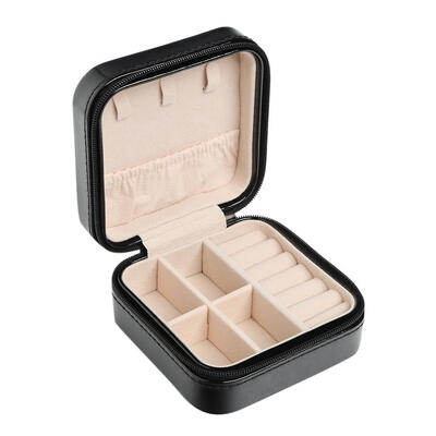 

Portable Stud Earrings Rings Storage Box PU Leather Jewelry Display Case