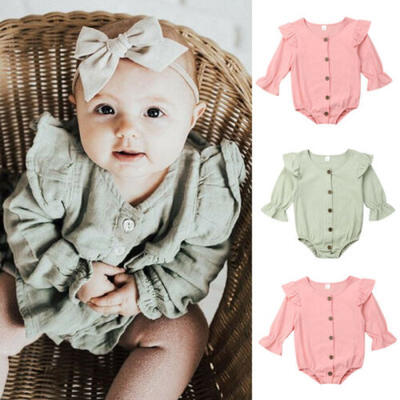 

US Newborn Kids Baby Girls Clothes Ruffle Romper Jumpsuit Bodysuit Outfit Autumn