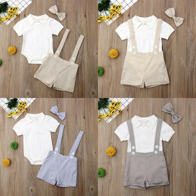 

Toddler Baby Boys Kids Gentleman Outfits Suit Tie Shirt Romper Pants Set Clothes