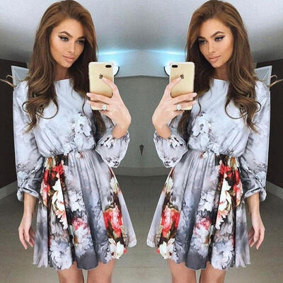 

Women&39s Casual Long Sleeve Party Evening Cocktail Short Mini Summer Dress