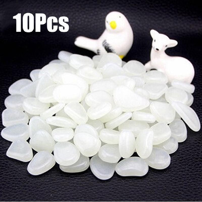 

10pcs Glow in the Dark Garden Pebbles for Walkways Aquarium Decor Plants Luminous Stones
