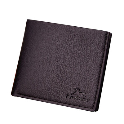 

Tailored Men Solid Color Vintage Open Lichee Pattern Multi Card Position Wallet Black