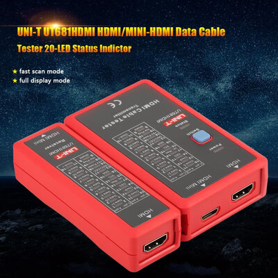 

UT681HDMI HDMIMINI-HDMI Data Cable Tester 20-LED Status Indictor Tool Auto Shut Down Function