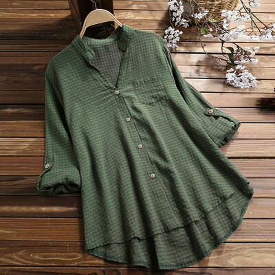 

Women Cotton Linen Summer Gypsy Baggy Tunic Top Shirt Long Sleeve Blouse Hot