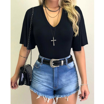

Fashion Women Ladies Half Sleeve Loose Blouse Casual Shirt Summer Top T-Shirt
