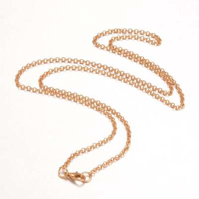 

Iron Necklace Making Rolo Chain with Alloy Lobster Clasp Light Gold 2461